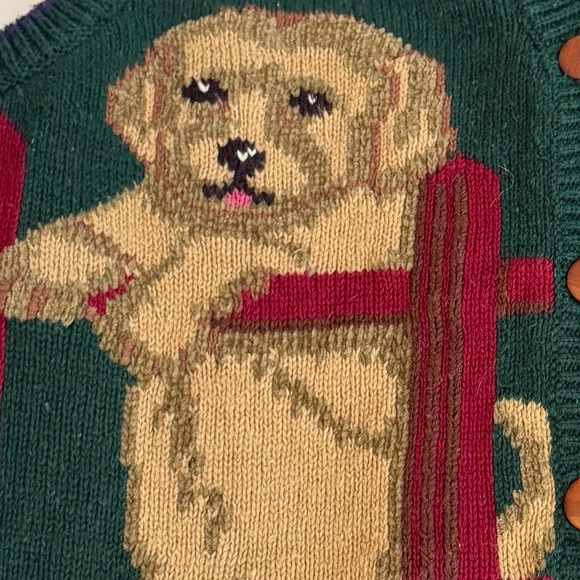 Vintage Hand-Embroidered Dog Sweater Vest Button Front Knit Cottagecore Grandpa - Picture 4 of 15